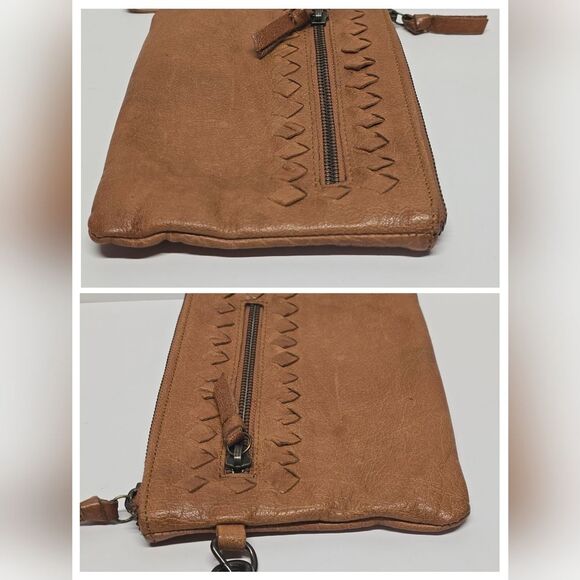 Day And Mood Tan Leather Sting Clutch Wristlet Bag Purse - Picture 5 of 8